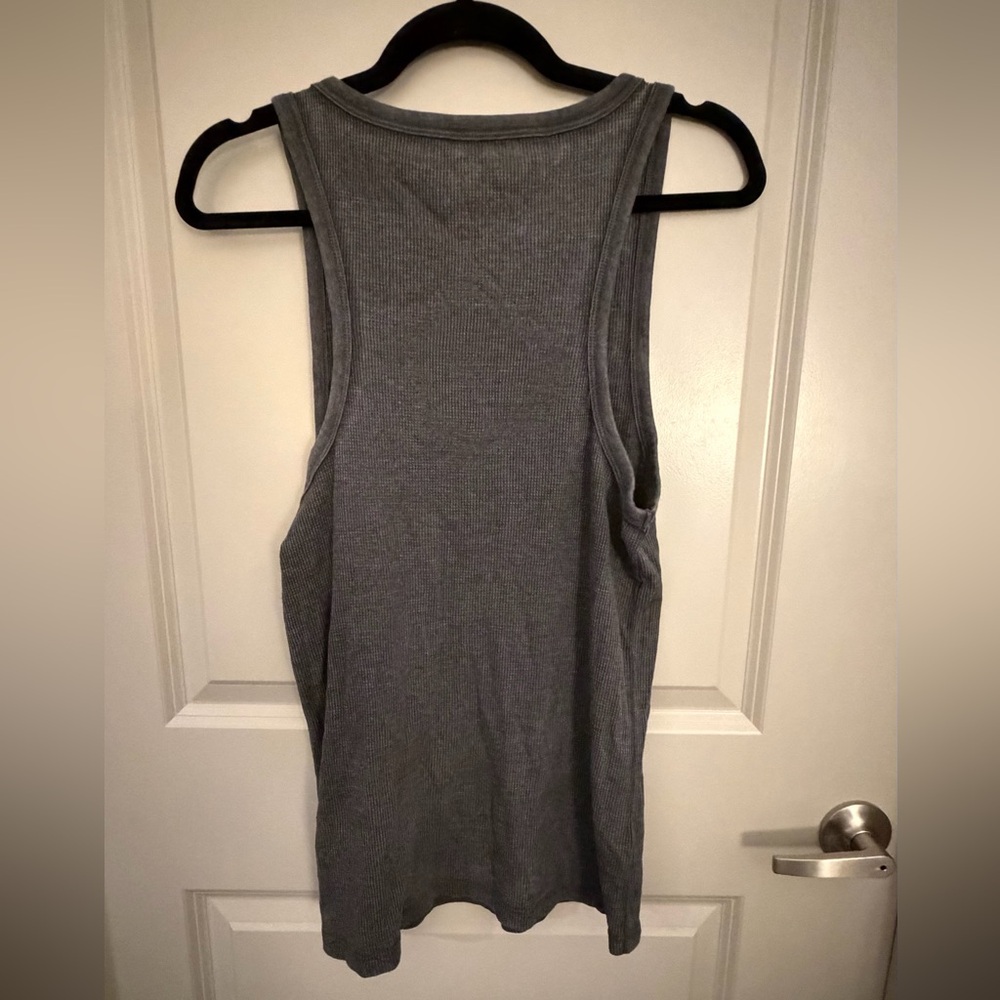 NWT Aerie Gray Waffle Henley Tank Top - Picture 3 of 3